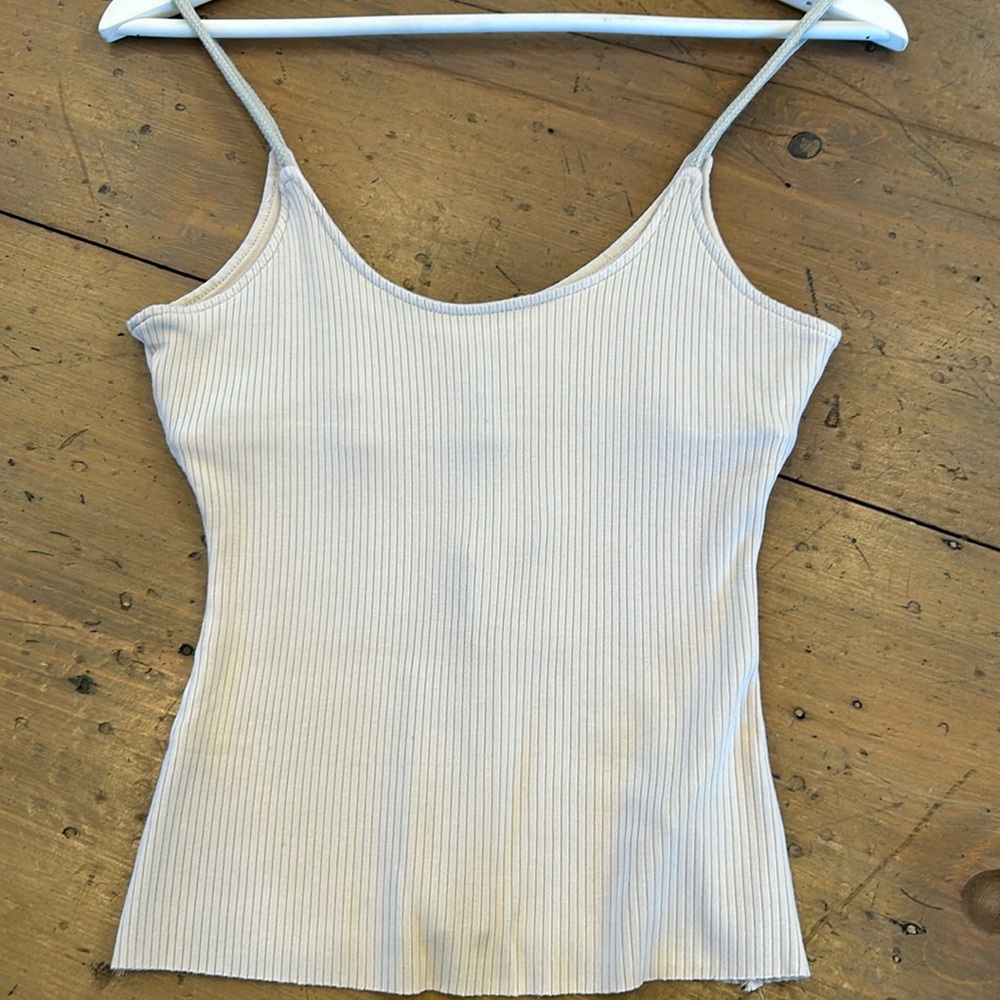 Tan ribbed tank